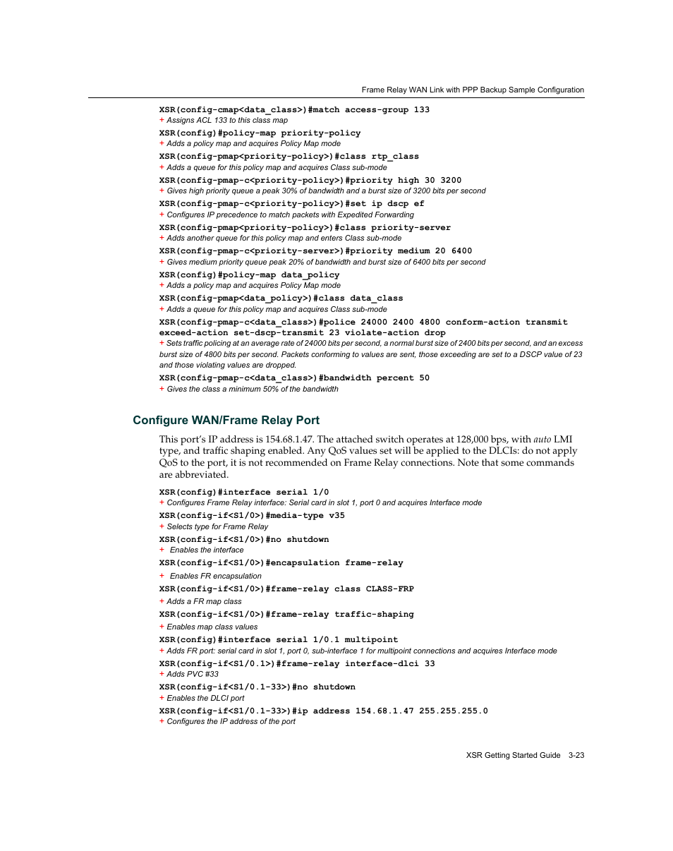 Configure wan/frame relay port -23, Configure wan/frame relay port | Enterasys Networks XSR-3150 User Manual | Page 67 / 110