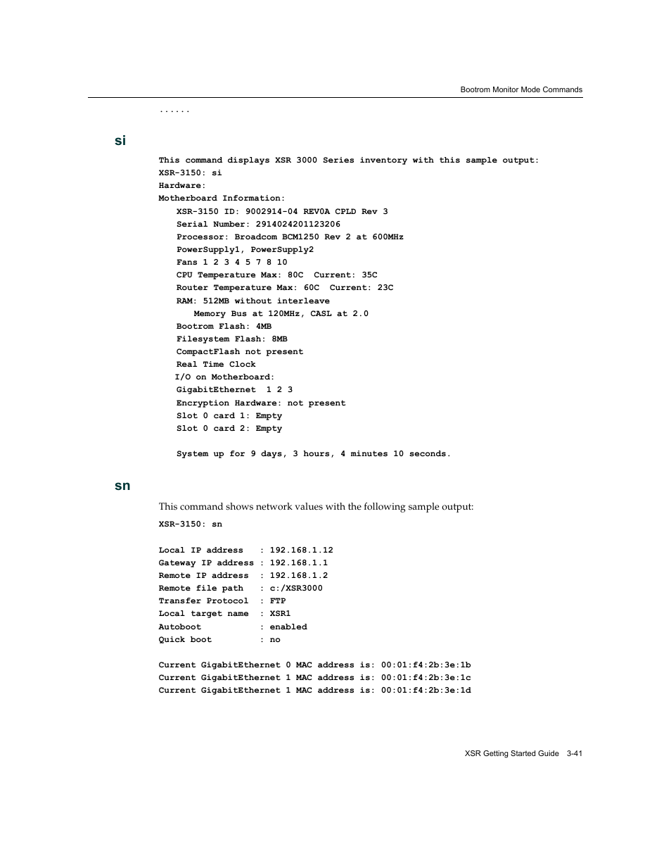 Si -41 sn -41 | Enterasys Networks XSR-3150 User Manual | Page 85 / 110