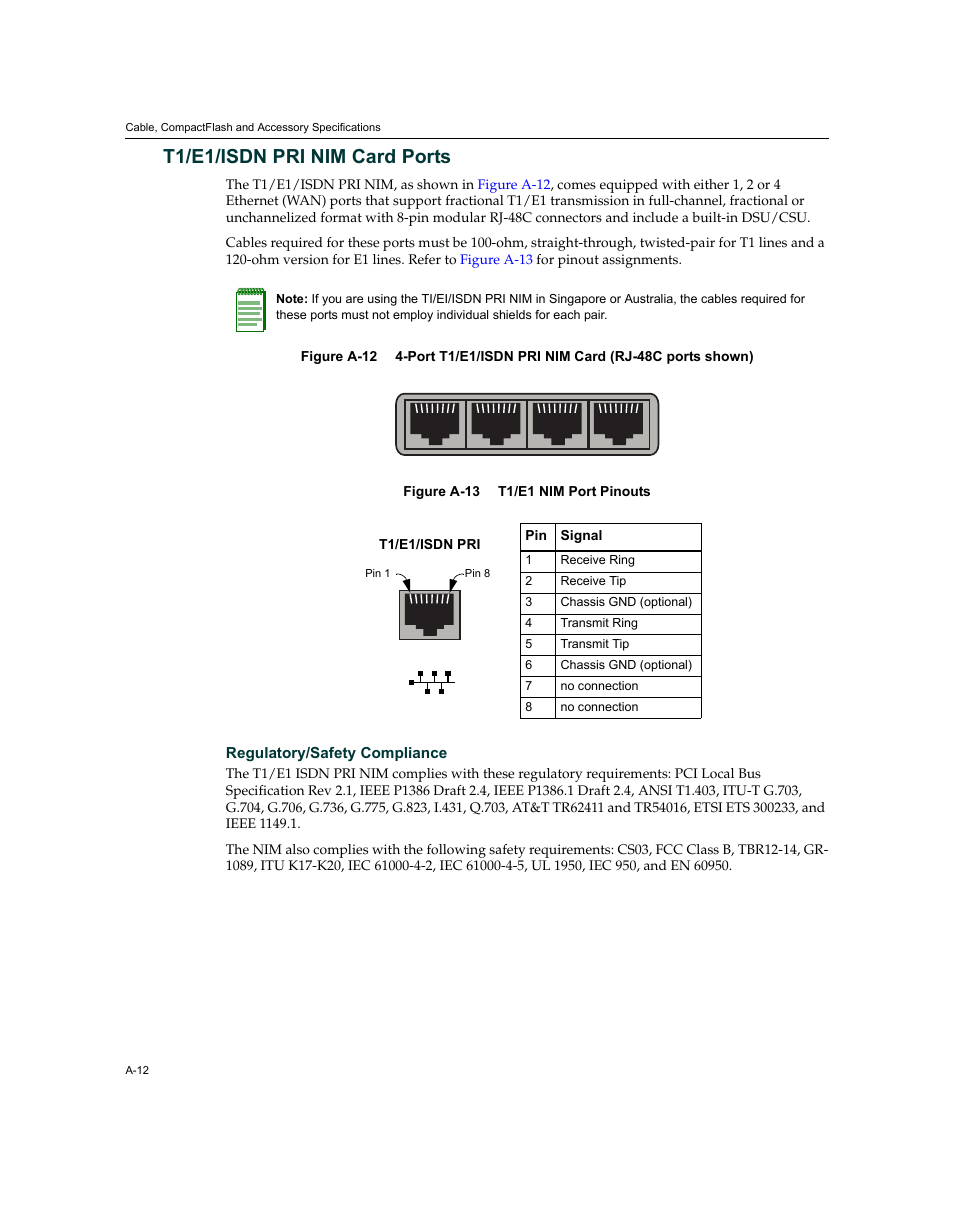 T1/e1/isdn pri nim card ports | Enterasys Networks XSR-3150 User Manual | Page 98 / 110