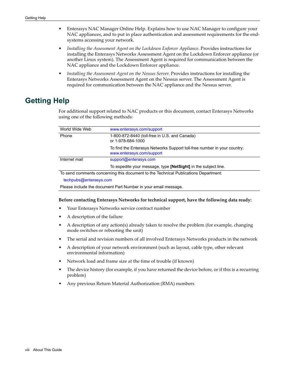 Getting help | Enterasys Networks 9034385 User Manual | Page 10 / 98