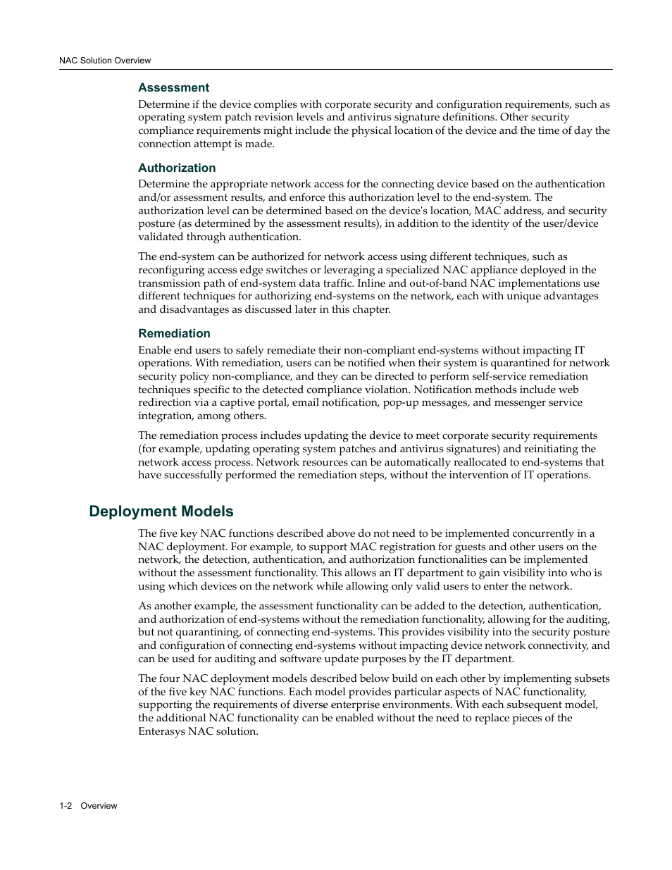 Deployment models, Deployment models -2 | Enterasys Networks 9034385 User Manual | Page 12 / 98