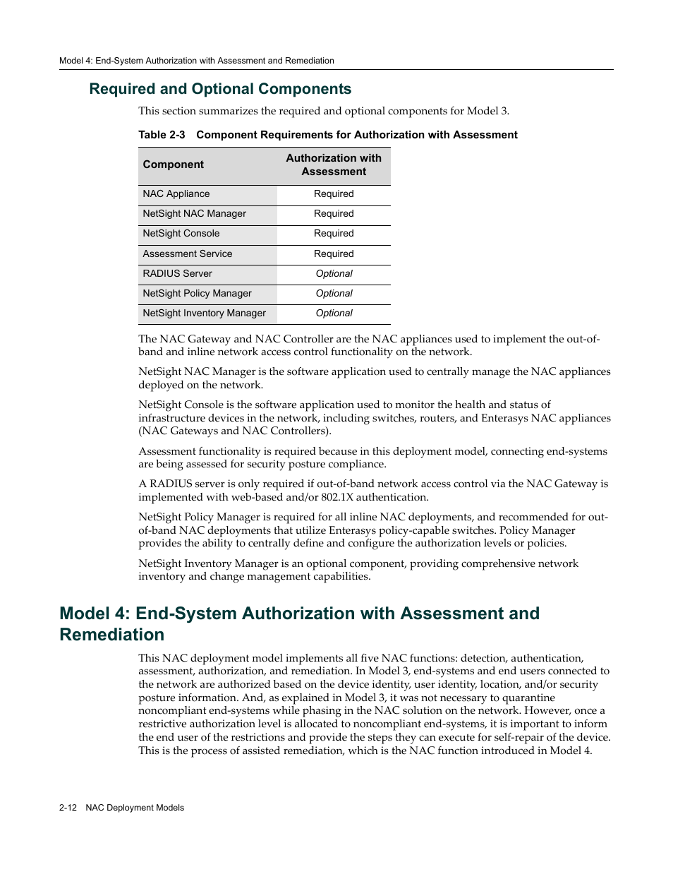 Required and optional components, Required and optional components -12 | Enterasys Networks 9034385 User Manual | Page 34 / 98