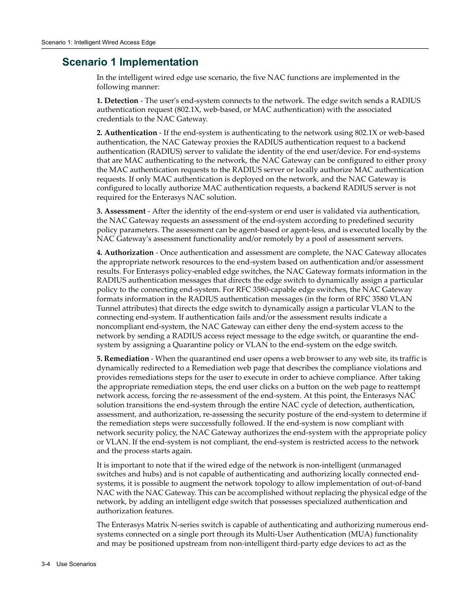 Scenario 1 implementation, Scenario 1 implementation -4 | Enterasys Networks 9034385 User Manual | Page 42 / 98