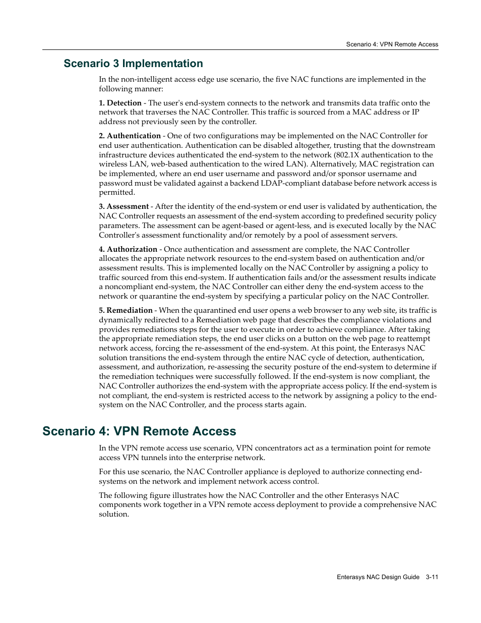 Scenario 3 implementation, Scenario 4: vpn remote access, Scenario 3 implementation -11 | Scenario 4: vpn remote access -11 | Enterasys Networks 9034385 User Manual | Page 49 / 98