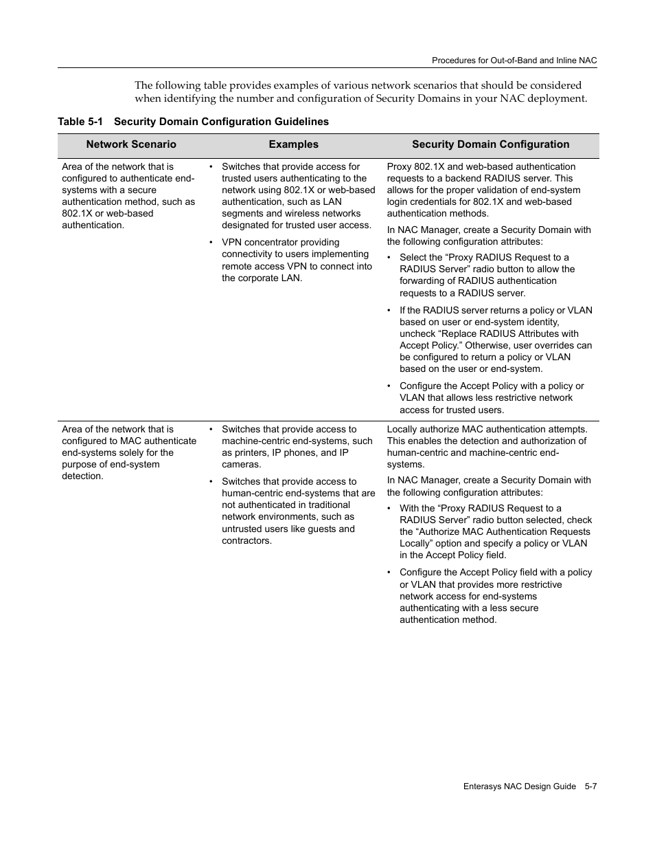 Security domain configuration guidelines -7 | Enterasys Networks 9034385 User Manual | Page 71 / 98