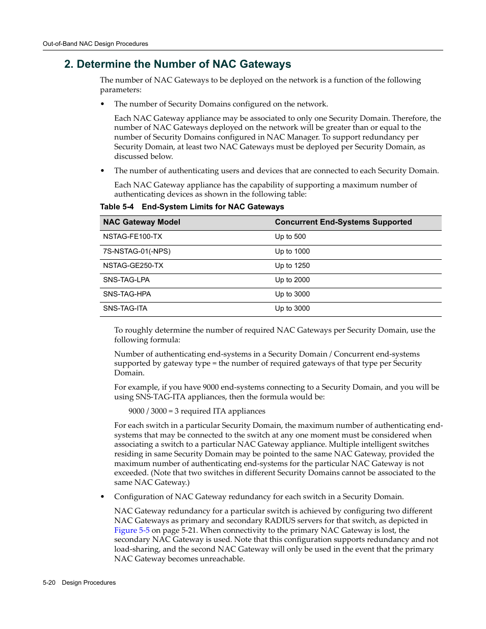 Determine the number of nac gateways, Determine the number of nac gateways -20, End-system limits for nac gateways -20 | Enterasys Networks 9034385 User Manual | Page 84 / 98