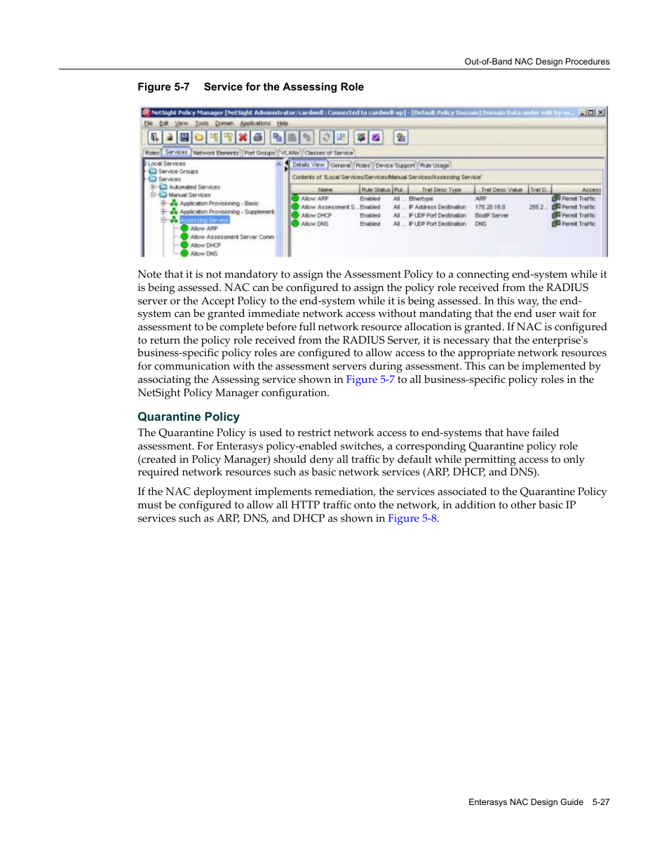 Service for the assessing role -27 | Enterasys Networks 9034385 User Manual | Page 91 / 98