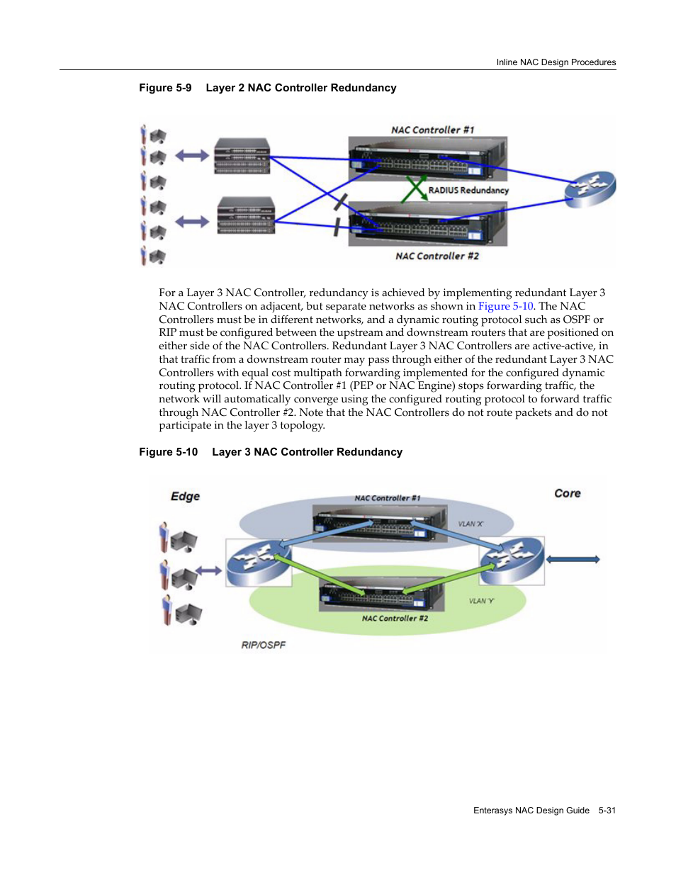 Layer 2 nac controller redundancy -31, Layer 3 nac controller redundancy -31, Figure 5‐9 | Enterasys Networks 9034385 User Manual | Page 95 / 98