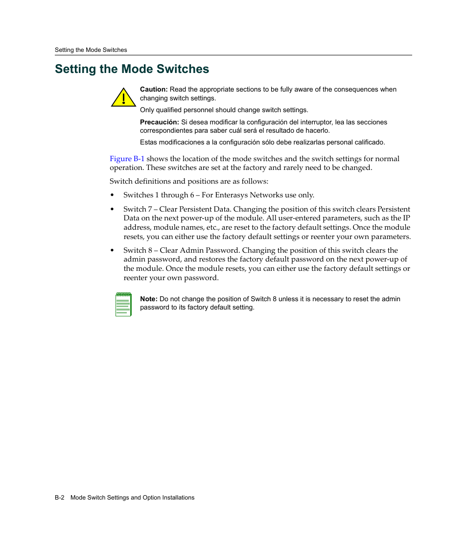 Setting the mode switches, Refer to, Setting the | Mode switches | Enterasys Networks Enterasys Platinum Distributed Forwarding Engine 7G4285-49 User Manual | Page 76 / 96