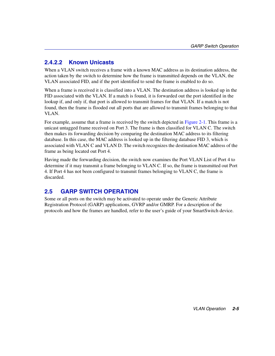 2 known unicasts, 5 garp switch operation, Known unicasts -5 | Garp switch operation -5 | Enterasys Networks 802.1Q User Manual | Page 21 / 82