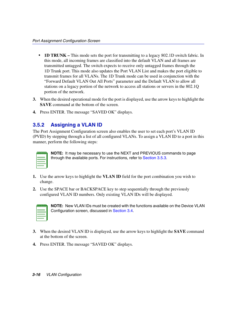 2 assigning a vlan id, Assigning a vlan id -16 | Enterasys Networks 802.1Q User Manual | Page 38 / 82