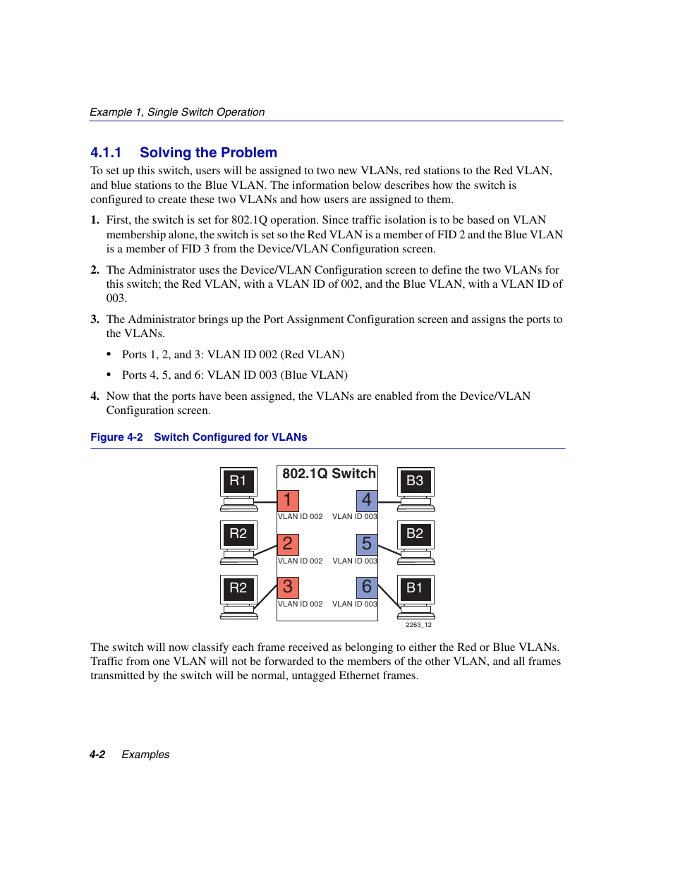 1 solving the problem, Switch configured for vlans | Enterasys Networks 802.1Q User Manual | Page 62 / 82