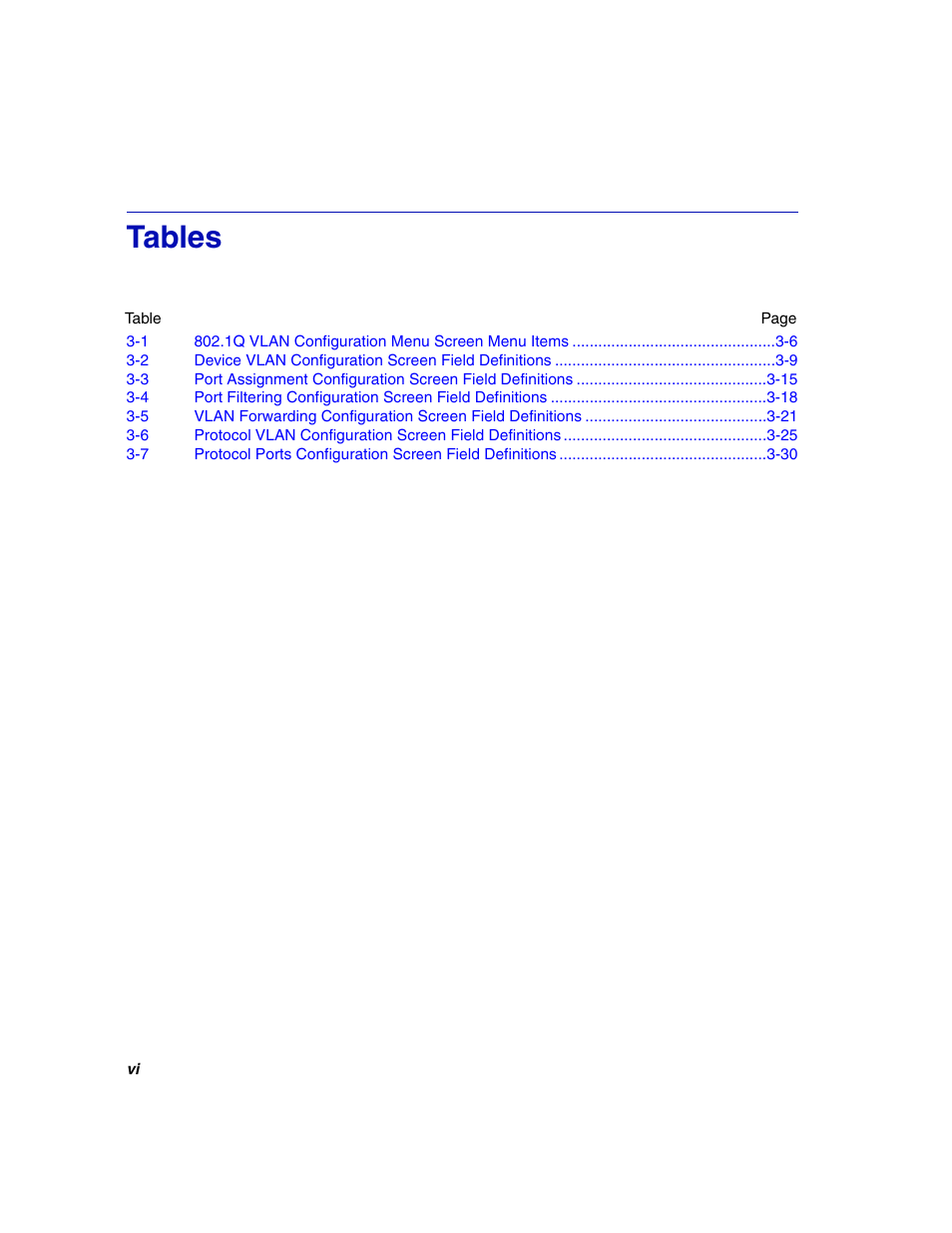 Tables | Enterasys Networks 802.1Q User Manual | Page 8 / 82