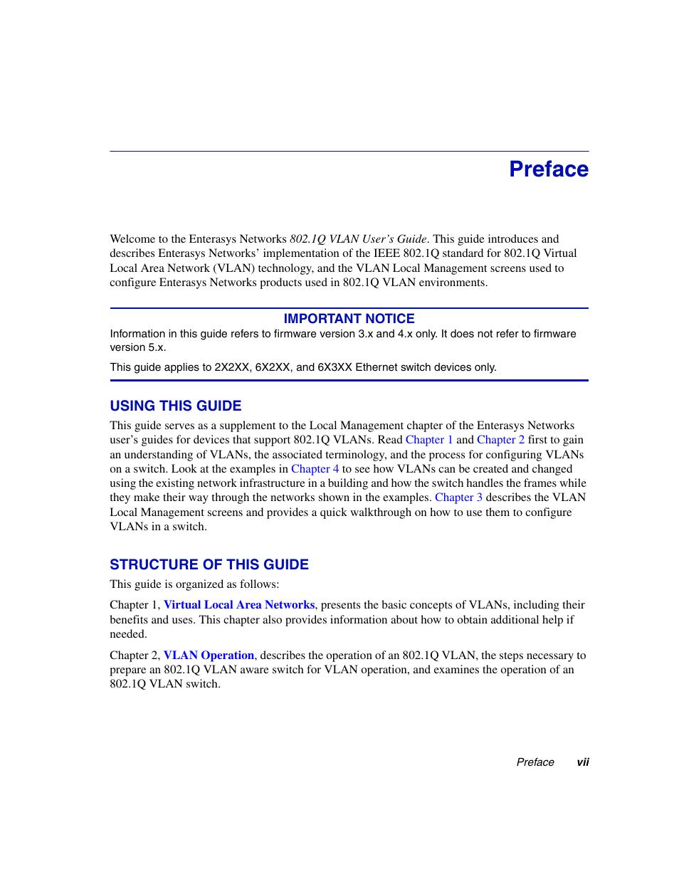 Preface, Using this guide, Structure of this guide | Enterasys Networks 802.1Q User Manual | Page 9 / 82