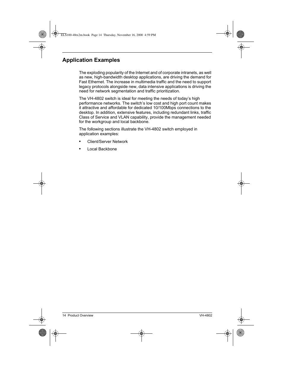 Application examples | Enterasys Networks VH-4802 User Manual | Page 28 / 56