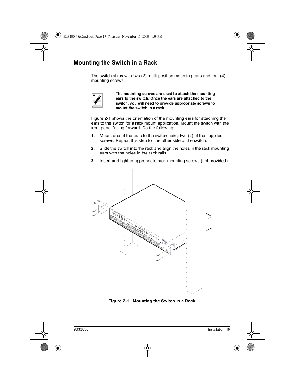 Mounting the switch in a rack | Enterasys Networks VH-4802 User Manual | Page 33 / 56