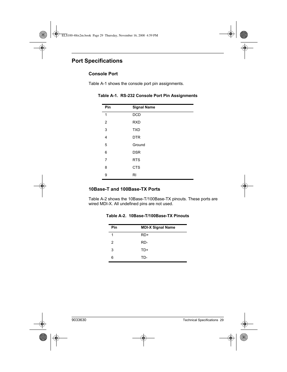 Port specifications | Enterasys Networks VH-4802 User Manual | Page 43 / 56