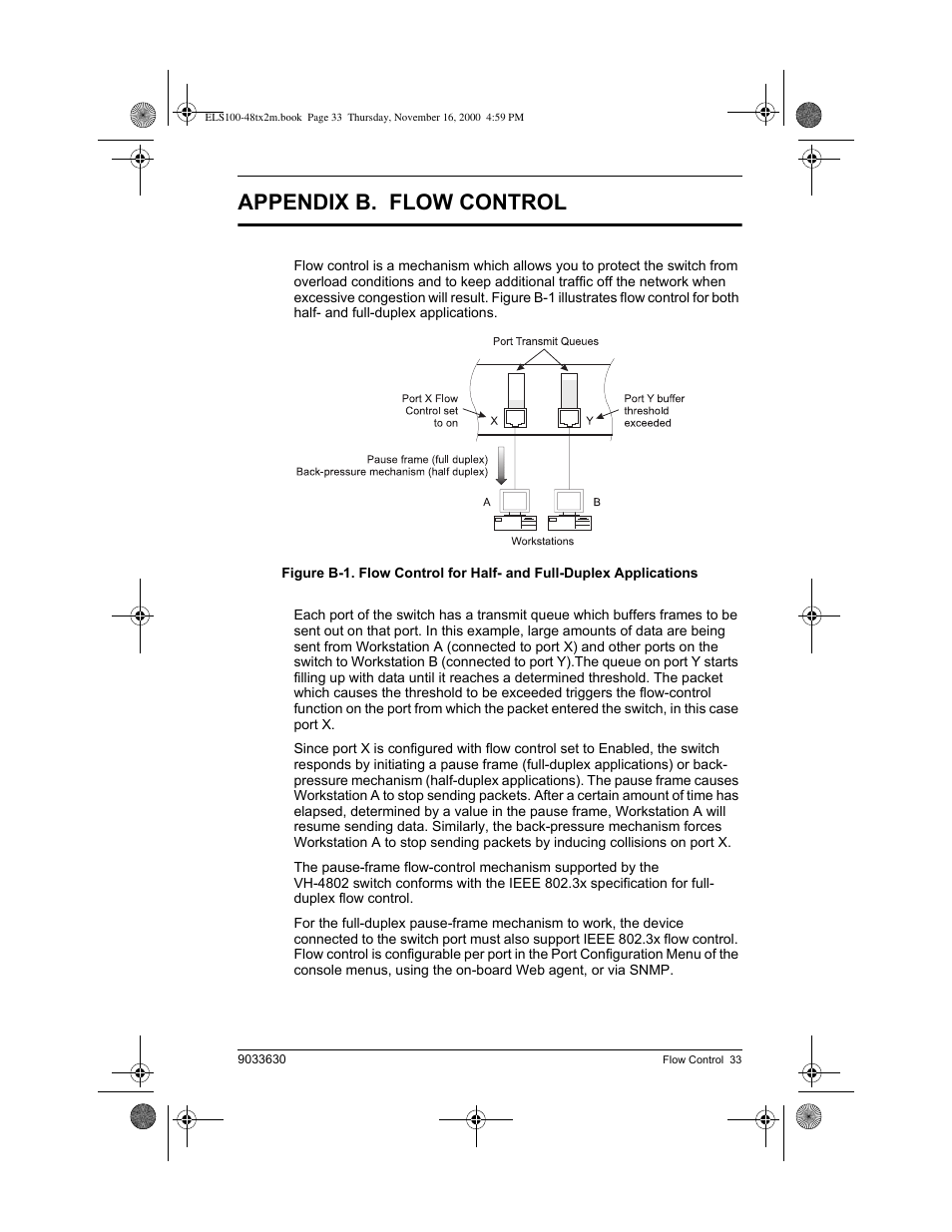 Flow control, Appendix b. flow control | Enterasys Networks VH-4802 User Manual | Page 47 / 56