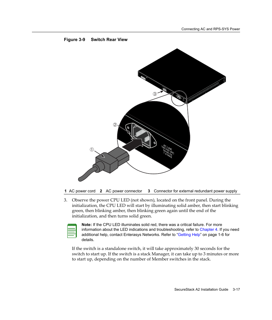 Switch rear view -17, Аб в | Enterasys Networks A2H124-24FX User Manual | Page 45 / 82