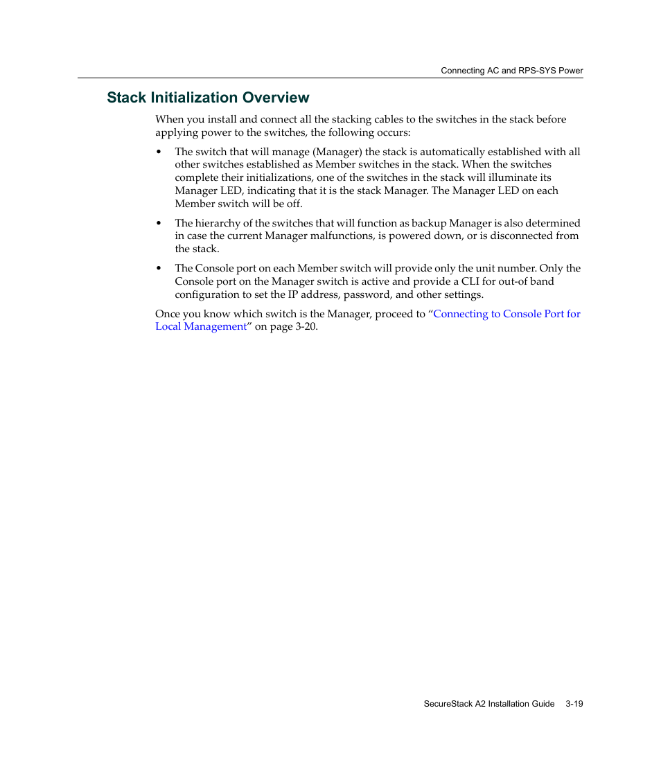 Stack initialization overview, Stack initialization overview -19 | Enterasys Networks A2H124-24FX User Manual | Page 47 / 82