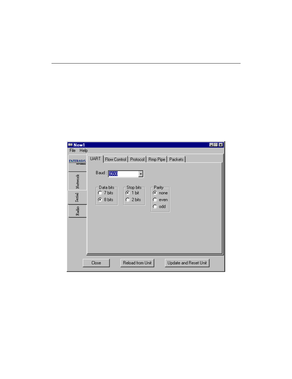 Uart settings, Uart settings -3 | Enterasys Networks Wireless Ethernet Adapter I User Manual | Page 49 / 88