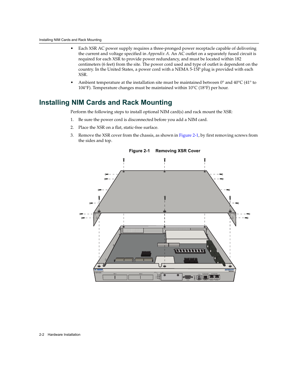 Installing nim cards and rack mounting, Installing nim cards and rack mounting -2, Security routers | Enterasys Networks XSR-3020 User Manual | Page 34 / 110