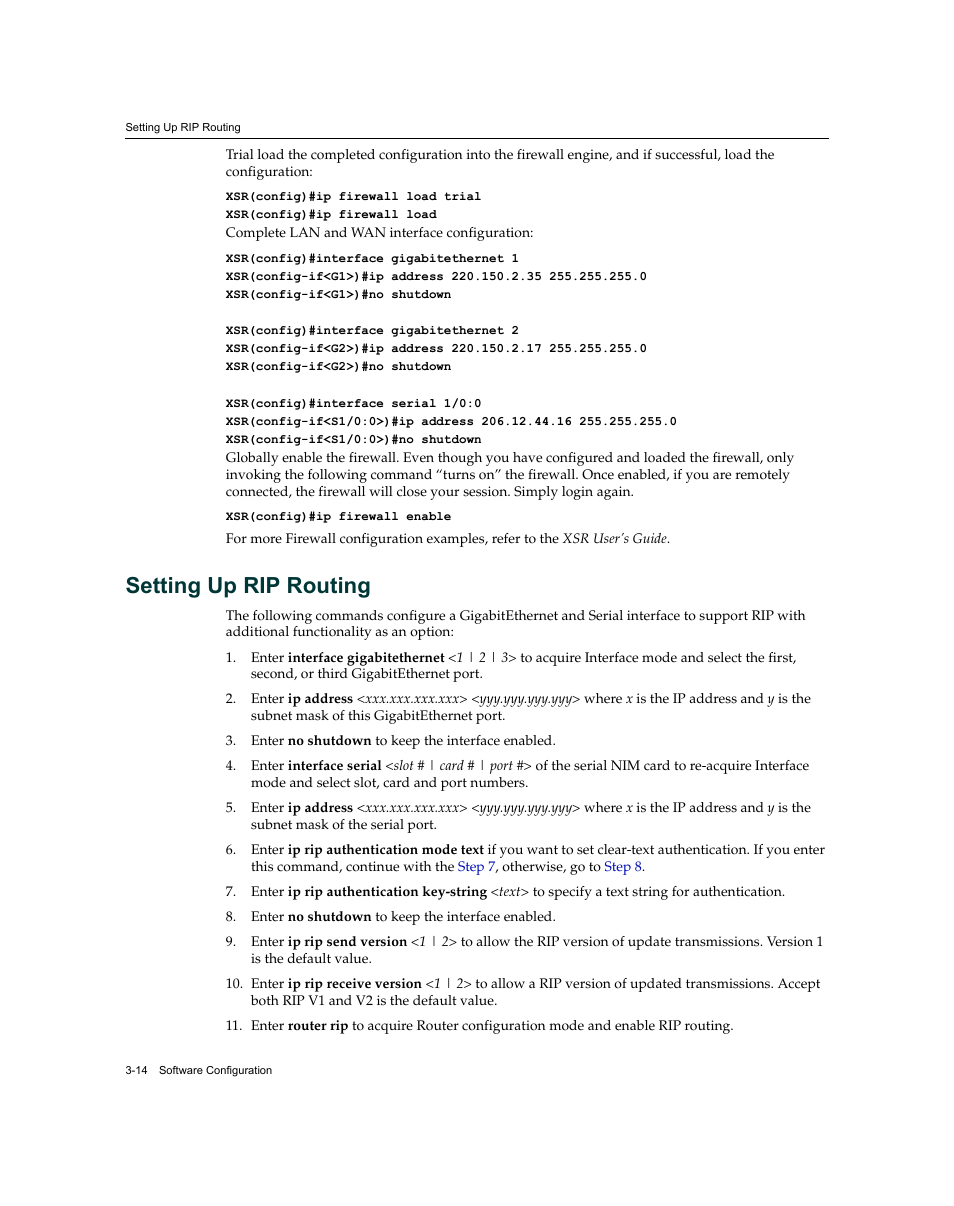 Setting up rip routing, Setting up rip routing -14 | Enterasys Networks XSR-3020 User Manual | Page 58 / 110