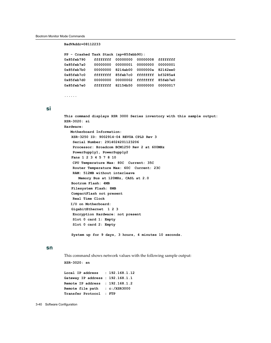 Si -40 sn -40 | Enterasys Networks XSR-3020 User Manual | Page 84 / 110