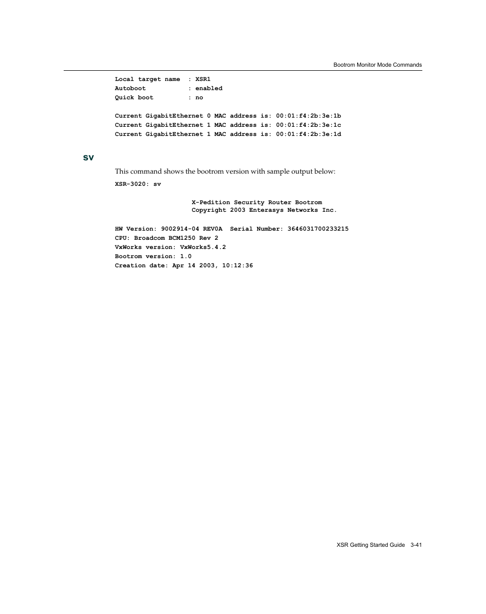 Sv -41 | Enterasys Networks XSR-3020 User Manual | Page 85 / 110