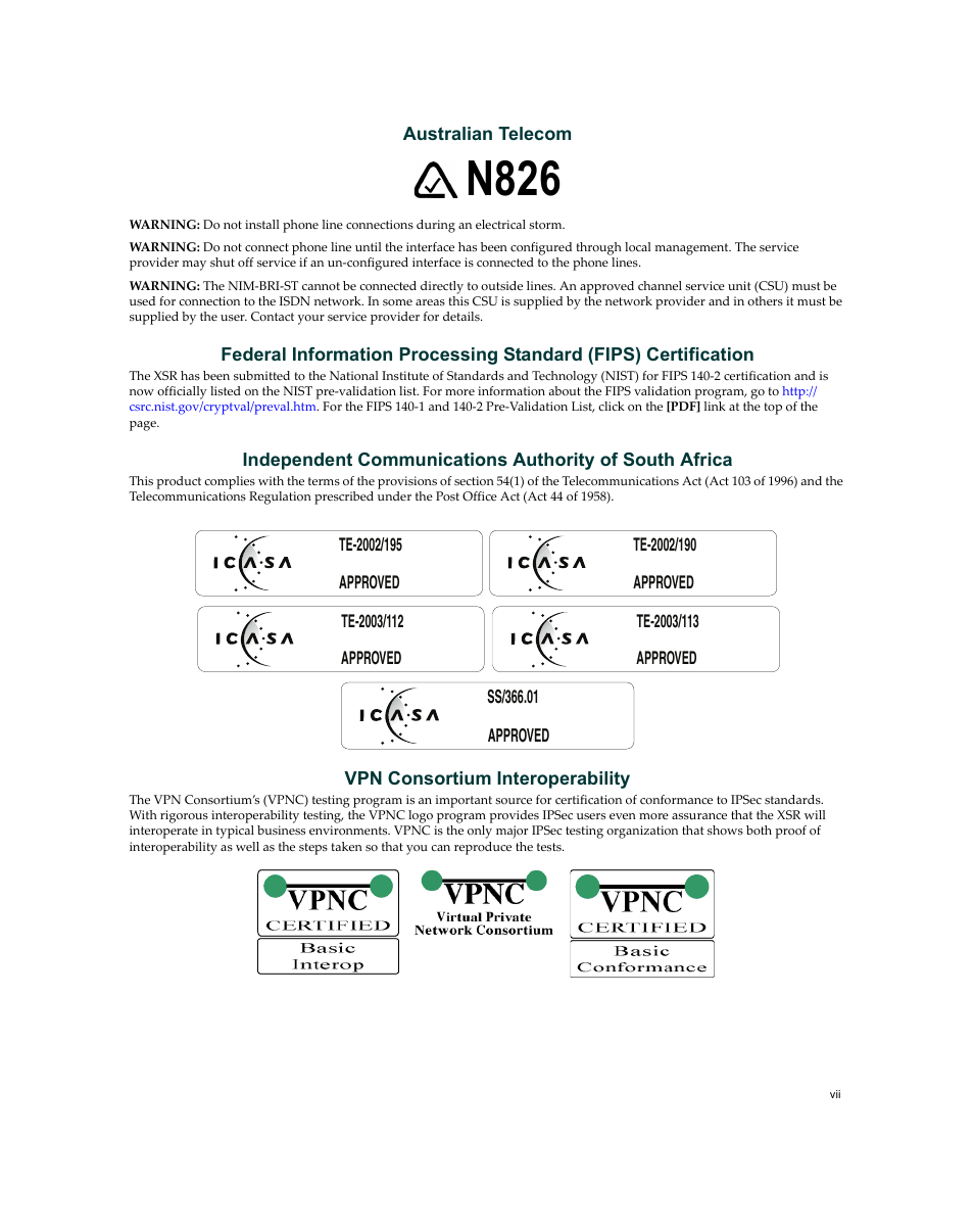 N826 | Enterasys Networks XSR-3020 User Manual | Page 9 / 110