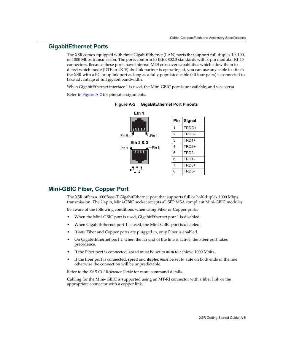 Gigabitethernet ports, Mini-gbic fiber, copper port | Enterasys Networks XSR-3020 User Manual | Page 91 / 110