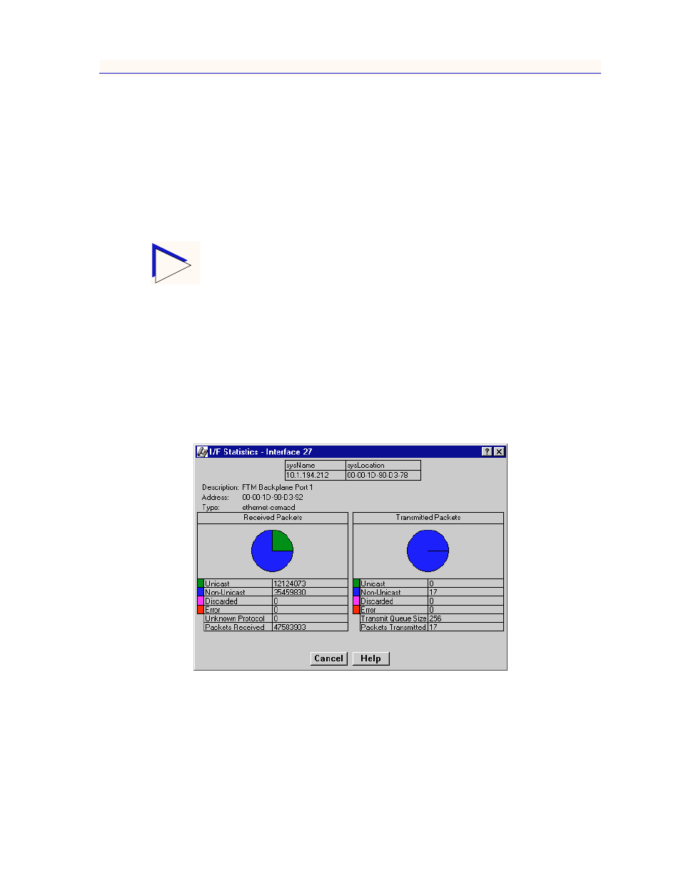 Interface statistics, Figure 3-3, Ndow | Enterasys Networks 700 User Manual | Page 113 / 182