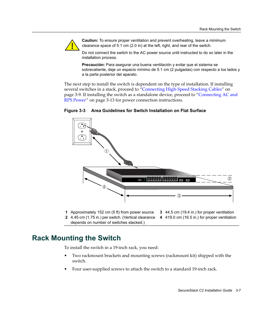 Rack mounting the switch, Rack mounting the switch -7, Figure 3‐3 | Аг в б | Enterasys Networks C2K122-24 User Manual | Page 37 / 70