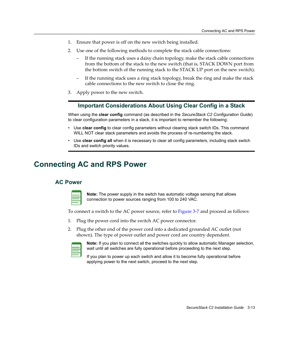 Connecting ac and rps power, Connecting ac and rps power -13, Connecting ac and | Rps power | Enterasys Networks C2K122-24 User Manual | Page 43 / 70