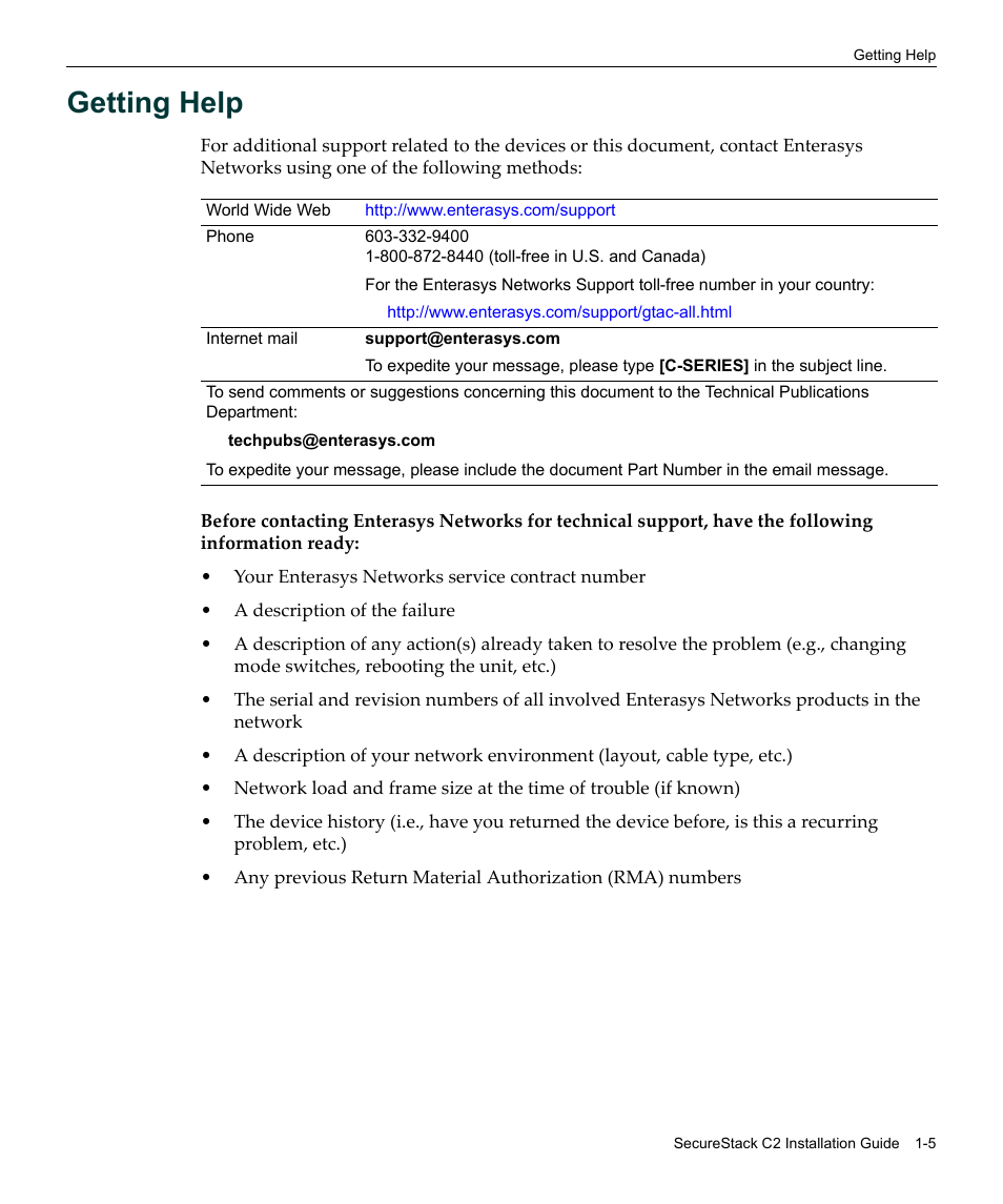 Getting help | Enterasys Networks C2RPS-SYS User Manual | Page 21 / 34