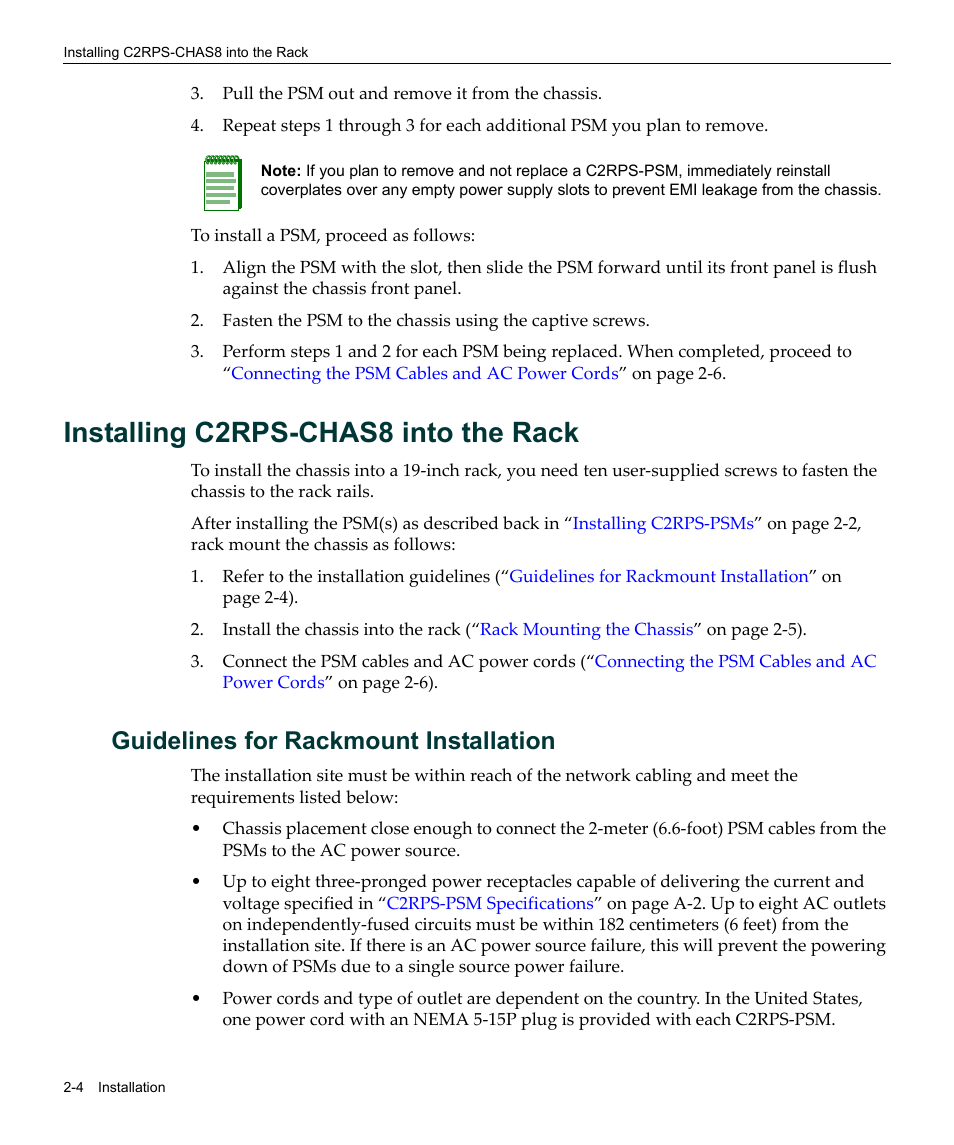 Installing c2rps-chas8 into the rack, Guidelines for rackmount installation, Installing c2rps-chas8 into the rack -4 | Guidelines for rackmount installation -4 | Enterasys Networks C2RPS-SYS User Manual | Page 26 / 34