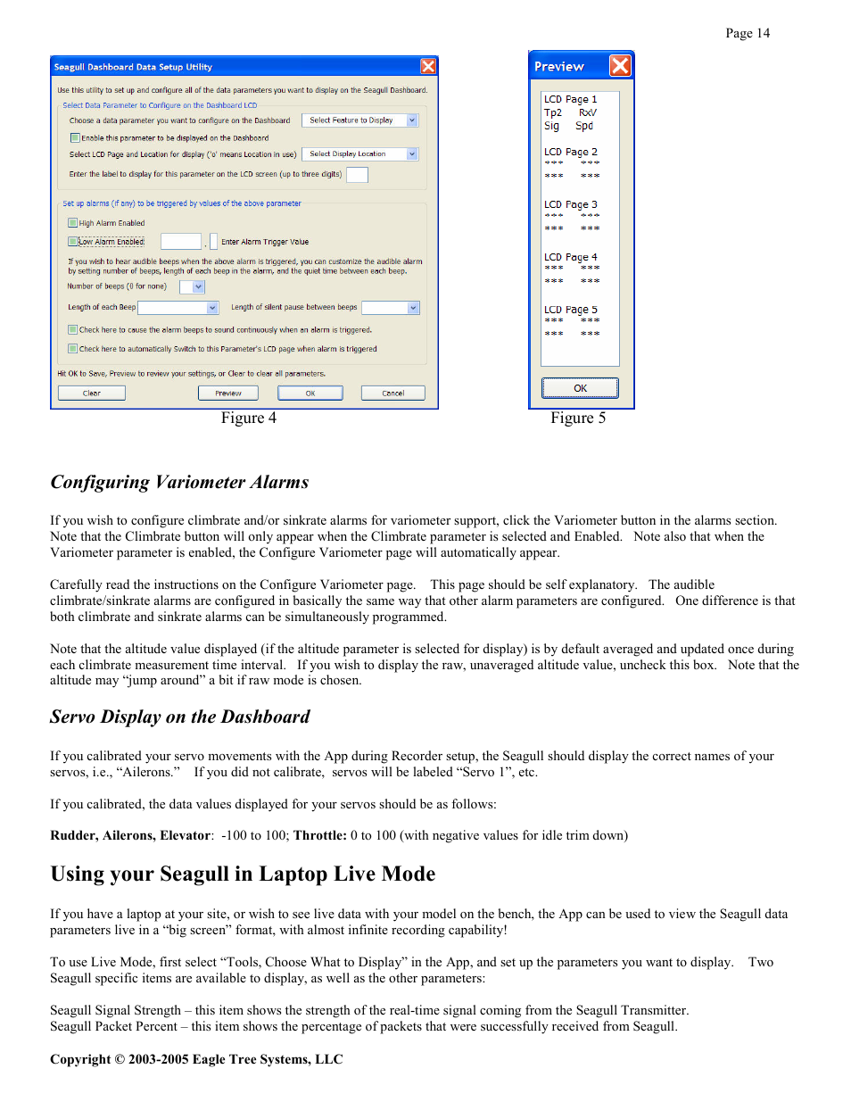Using your seagull in laptop live mode | Eagle Tree Systems Seagull Glide User Manual | Page 14 / 22