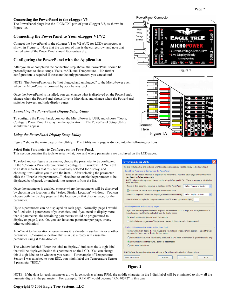 Eagle Tree Systems PowerPanel LCD Display Expander User Manual | Page 2 / 4