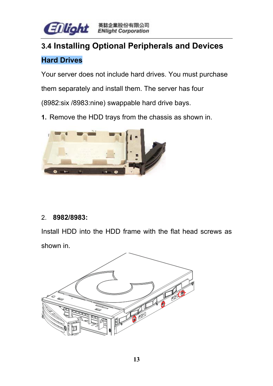 Installing optional peripherals and devices | Enlight EN-898X User Manual | Page 13 / 45