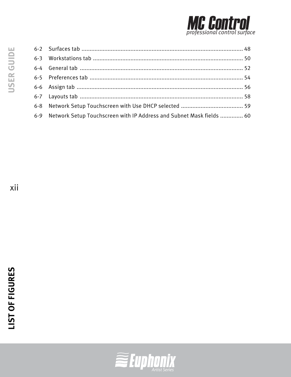 User guide list of figures xii | Euphonix MC Control User Manual | Page 12 / 60