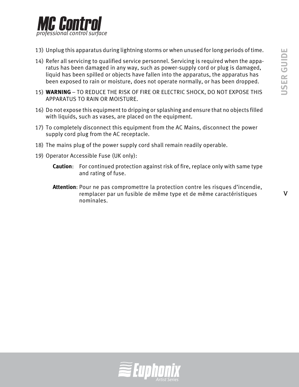 User guide v | Euphonix MC Control User Manual | Page 5 / 60