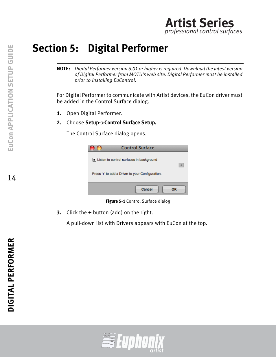 Section 5: digital performer, Section 5, Digital performer | Artist series, Digital performer 14 | Euphonix MC Mix User Manual | Page 14 / 29