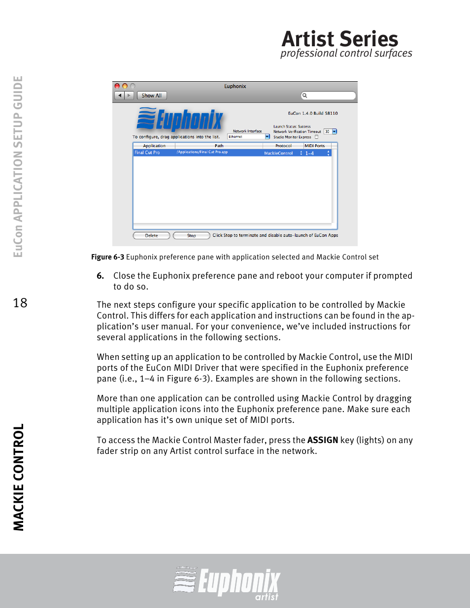 Artist series, Mackie control 18 | Euphonix MC Mix User Manual | Page 18 / 29