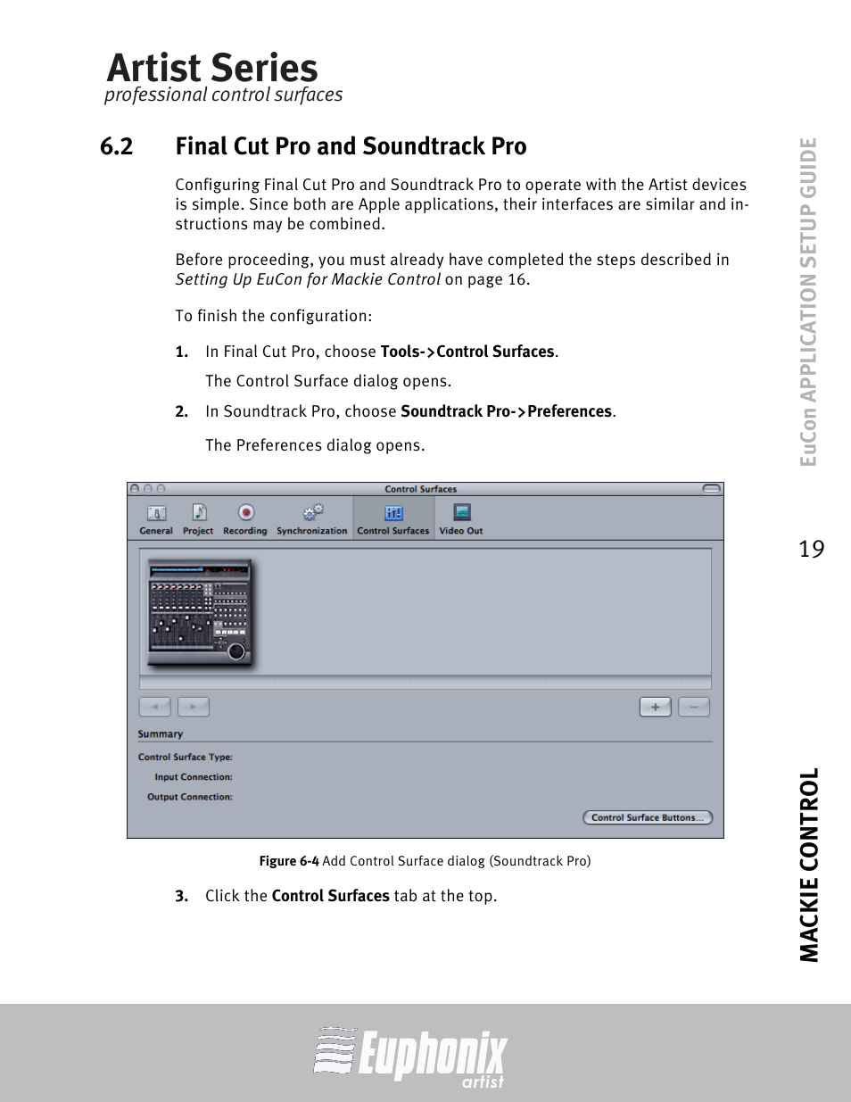 2 final cut pro and soundtrack pro, Final cut pro and soundtrack pro, Artist series | Euphonix MC Mix User Manual | Page 19 / 29