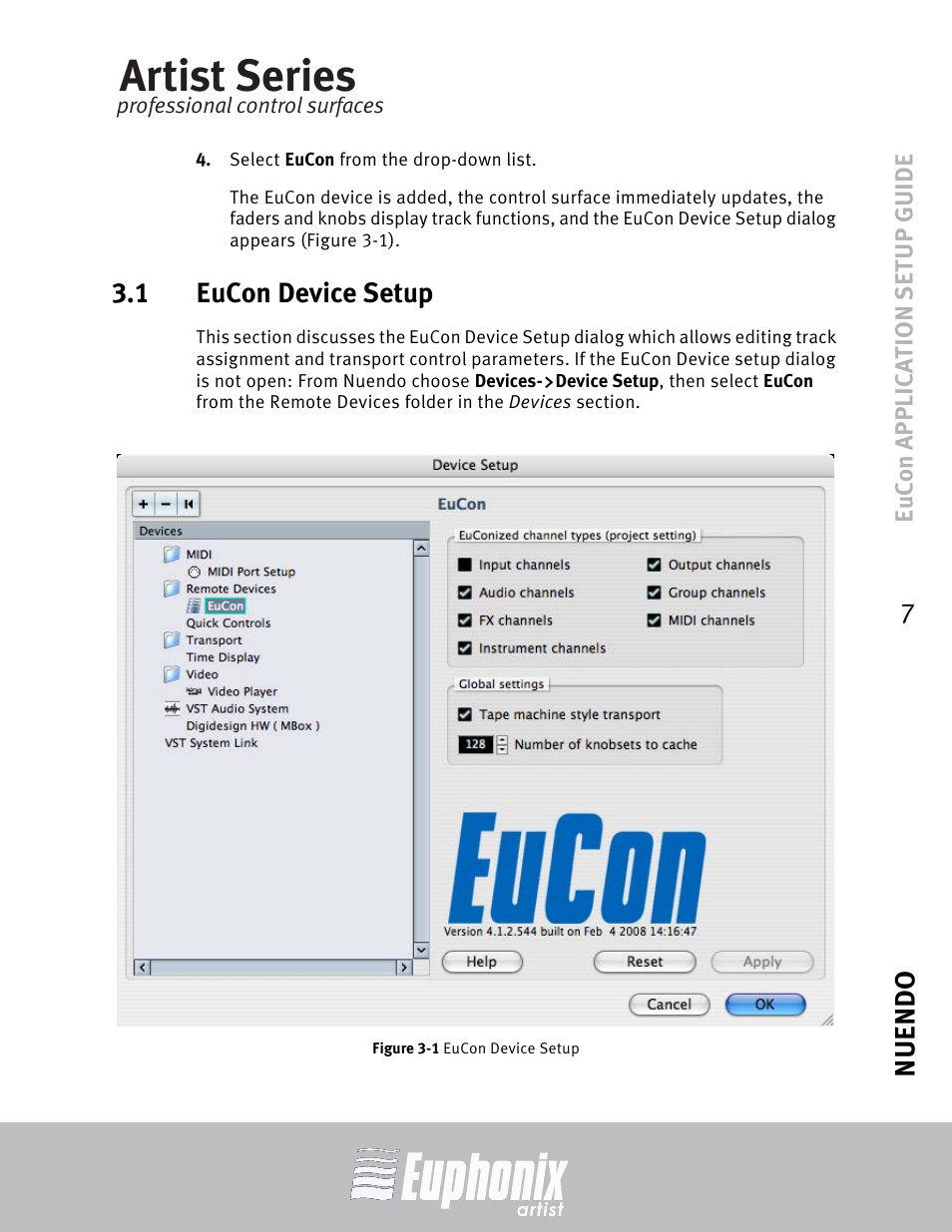 1 eucon device setup, Eucon device setup, Artist series | Nuendo 7 | Euphonix MC Mix User Manual | Page 7 / 29