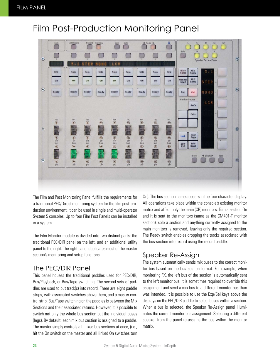 Film post-production monitoring panel | Euphonix System 5 InDepth User Manual | Page 24 / 36