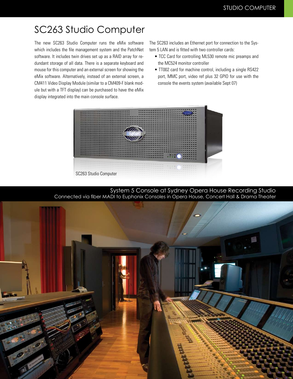 Sc263 studio computer | Euphonix System 5 InDepth User Manual | Page 31 / 36