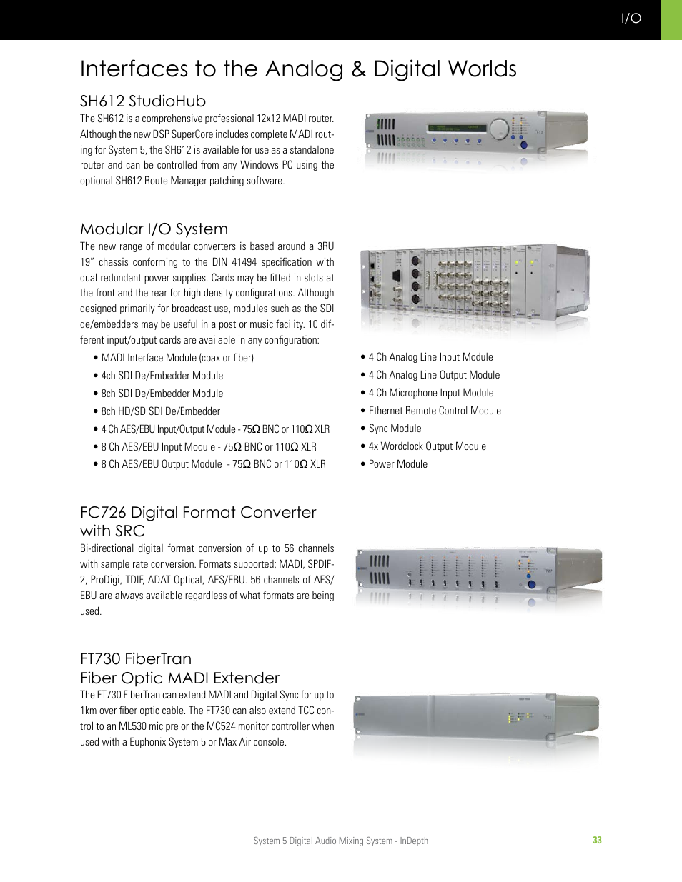 Interfaces to the analog & digital worlds | Euphonix System 5 InDepth User Manual | Page 33 / 36