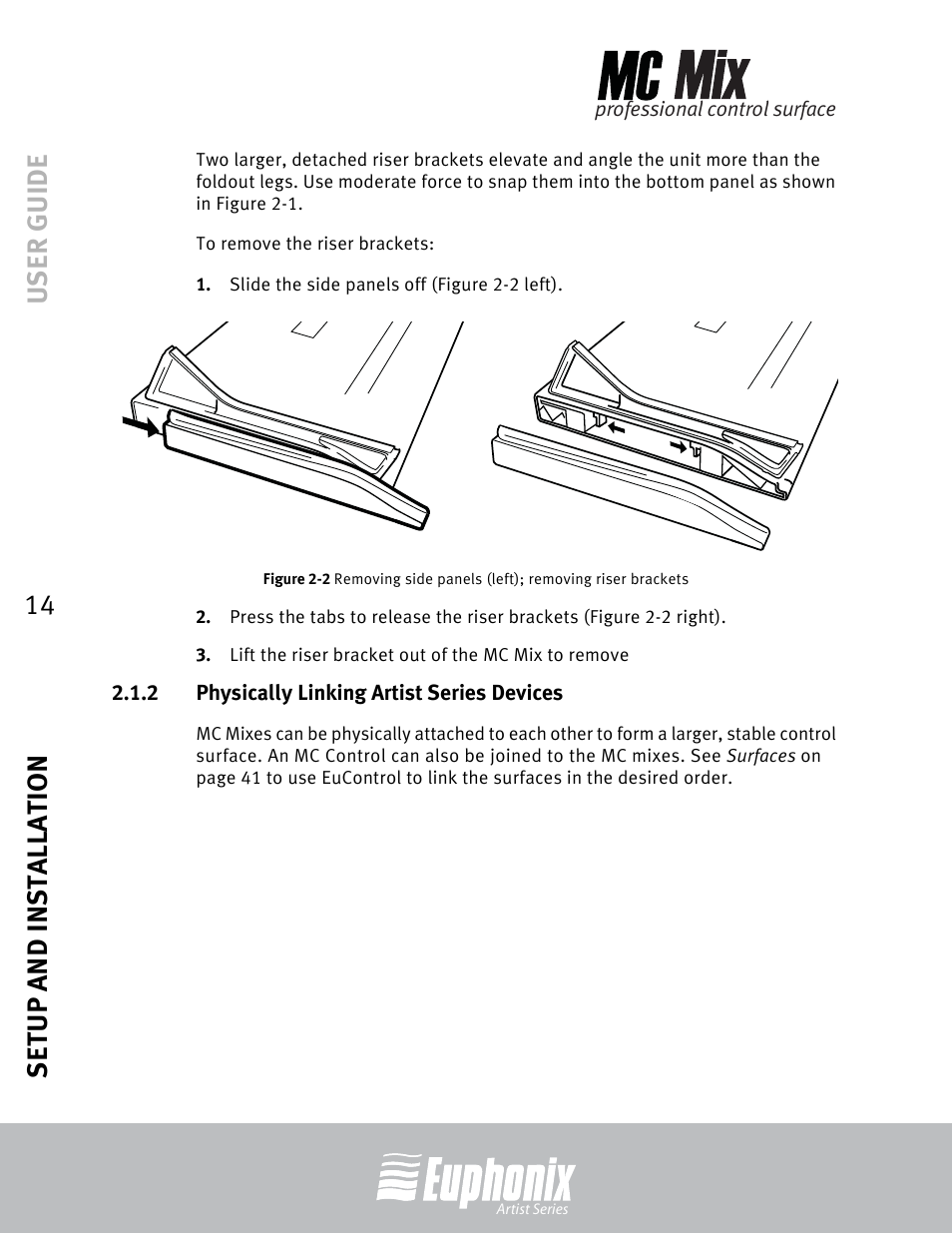 2 physically linking artist series devices, Physically linking artist series devices, User guide setup and installation 14 | Euphonix EuCon User Manual | Page 14 / 52