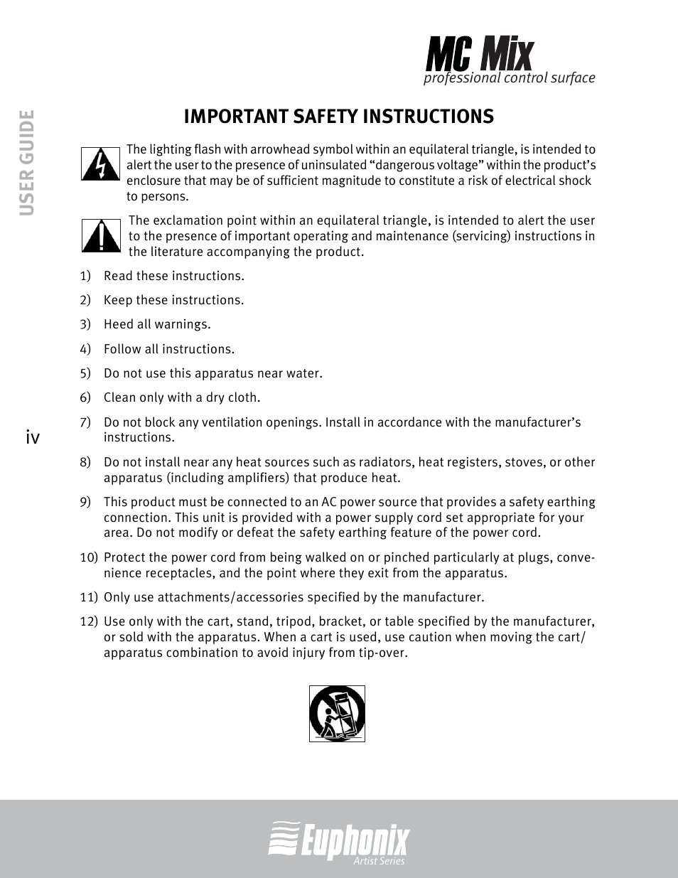 User guide iv important safety instructions | Euphonix EuCon User Manual | Page 4 / 52